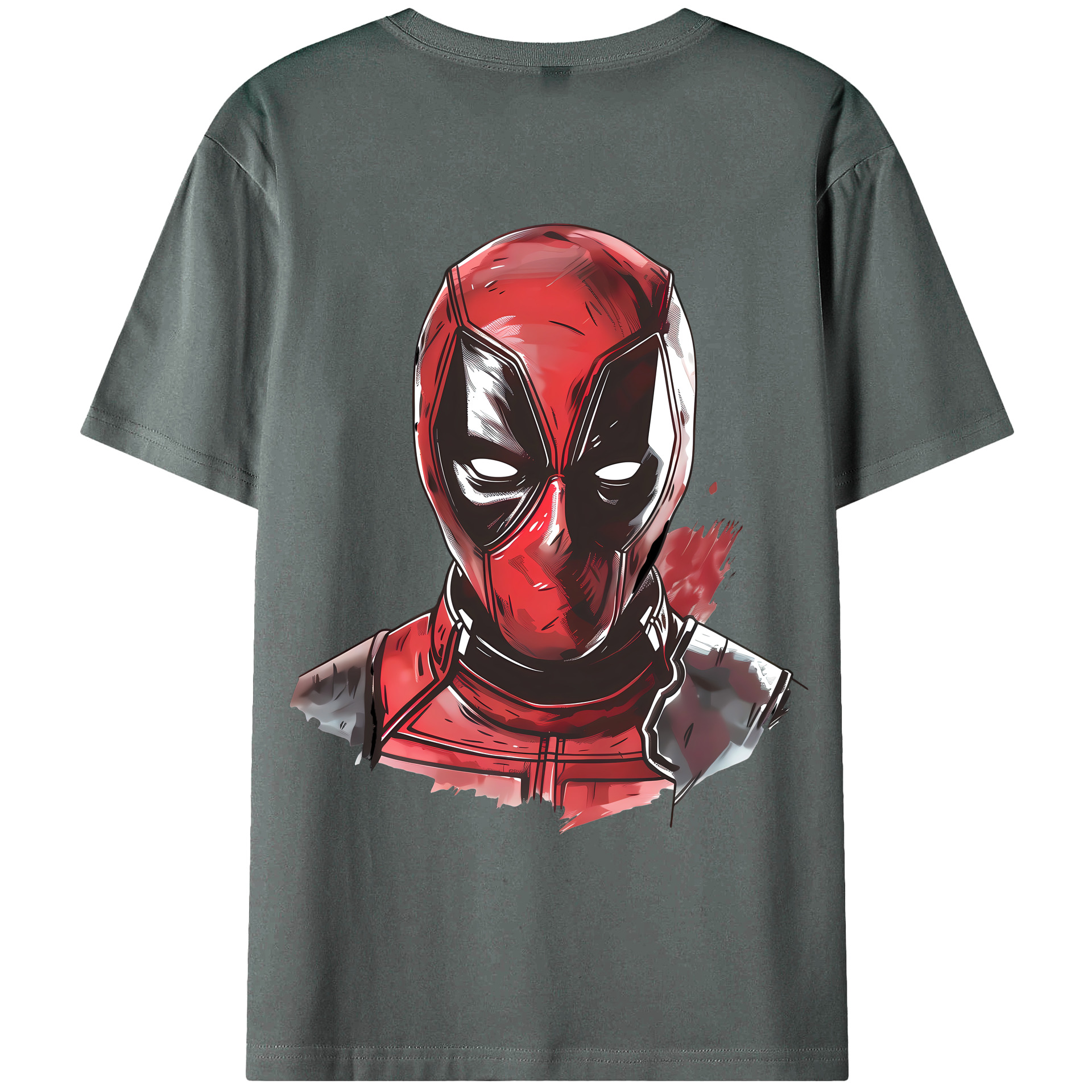 （画像用） Deadpool デッドプール 綿100％ メンズ半袖Tシャツ（バックプリント） 通気性